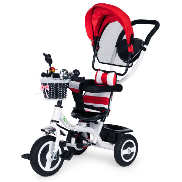 Tretrehjulssykkel roterende kalesje slitesterke gummihjul ECOTOYS Rød - Bilde 2