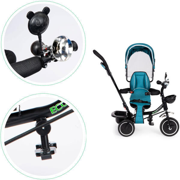 Trehjulssykkel med roterbart sete kalesje ECOTOYS Blå-grønn - Bilde 7
