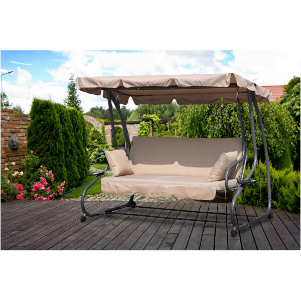 Sammenleggbar hagehuske 2i1 med puter Beige - Bilde 2