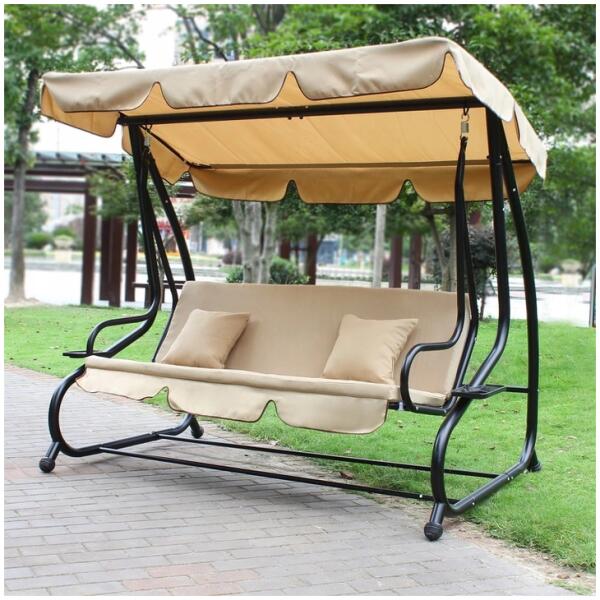 Sammenleggbar hagehuske 2i1 med puter Beige - Bilde 3