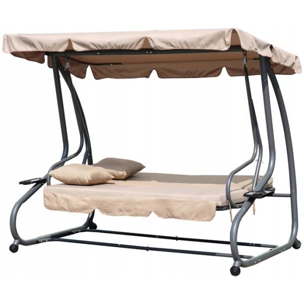 Sammenleggbar hagehuske 2i1 med puter Beige - Bilde 4