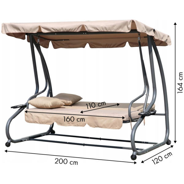 Sammenleggbar hagehuske 2i1 med puter Beige - Bilde 7
