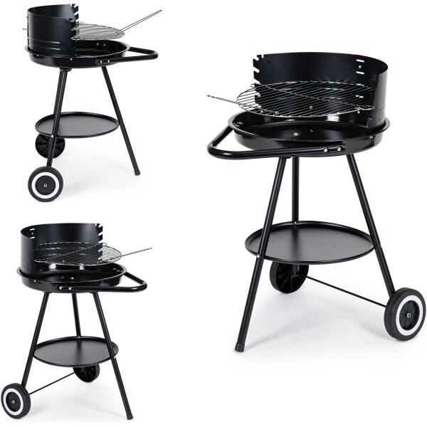 Rund Kullgrill med justerbar høyde på risten