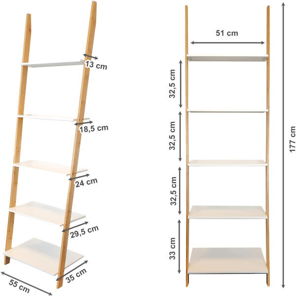Stigehylle 5 hyller MDF bambus ModernHome - Bilde 5