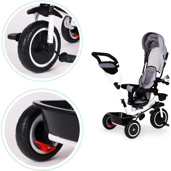 Trehjulssykkel barnevogn 360 roterbar ECOTOYS Grå - Bilde 7