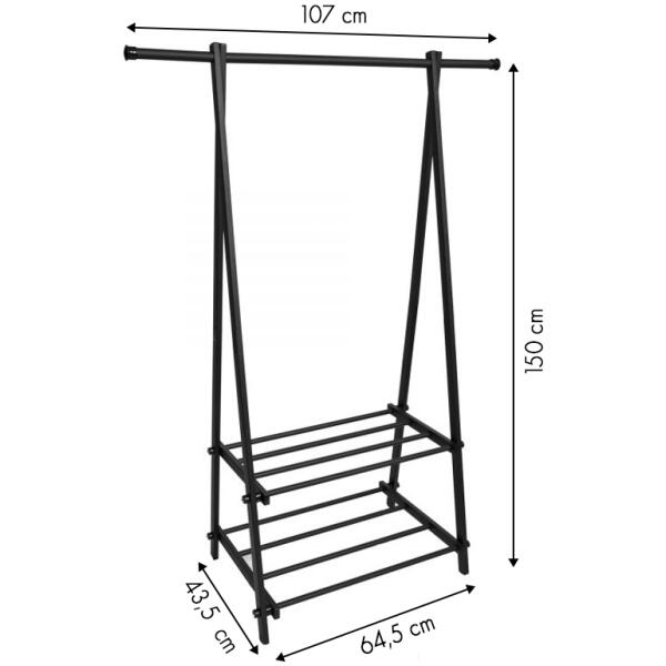 Klesstativ med 2 hyller Svart - Bilde 5