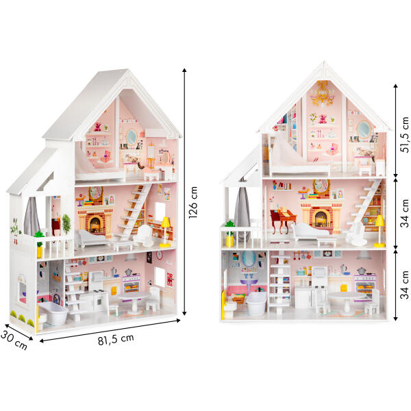 Trehus for dukker 3 etasjer XXL Residens ECOTOYS - Bilde 5