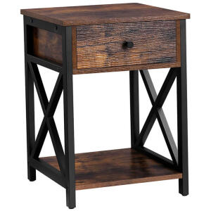 Rustikk stil bordskap med skuff Hvit