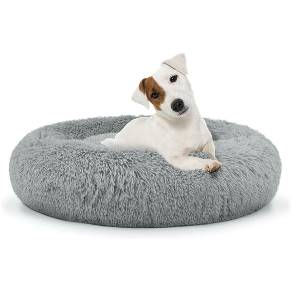 Universell plysj kjæledyrseng for hund kat 60 cm Lysgrå