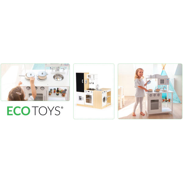Trehus kjøkken for barn separate segmenter XXL tavle med LED ECOTOYS - Bilde 10