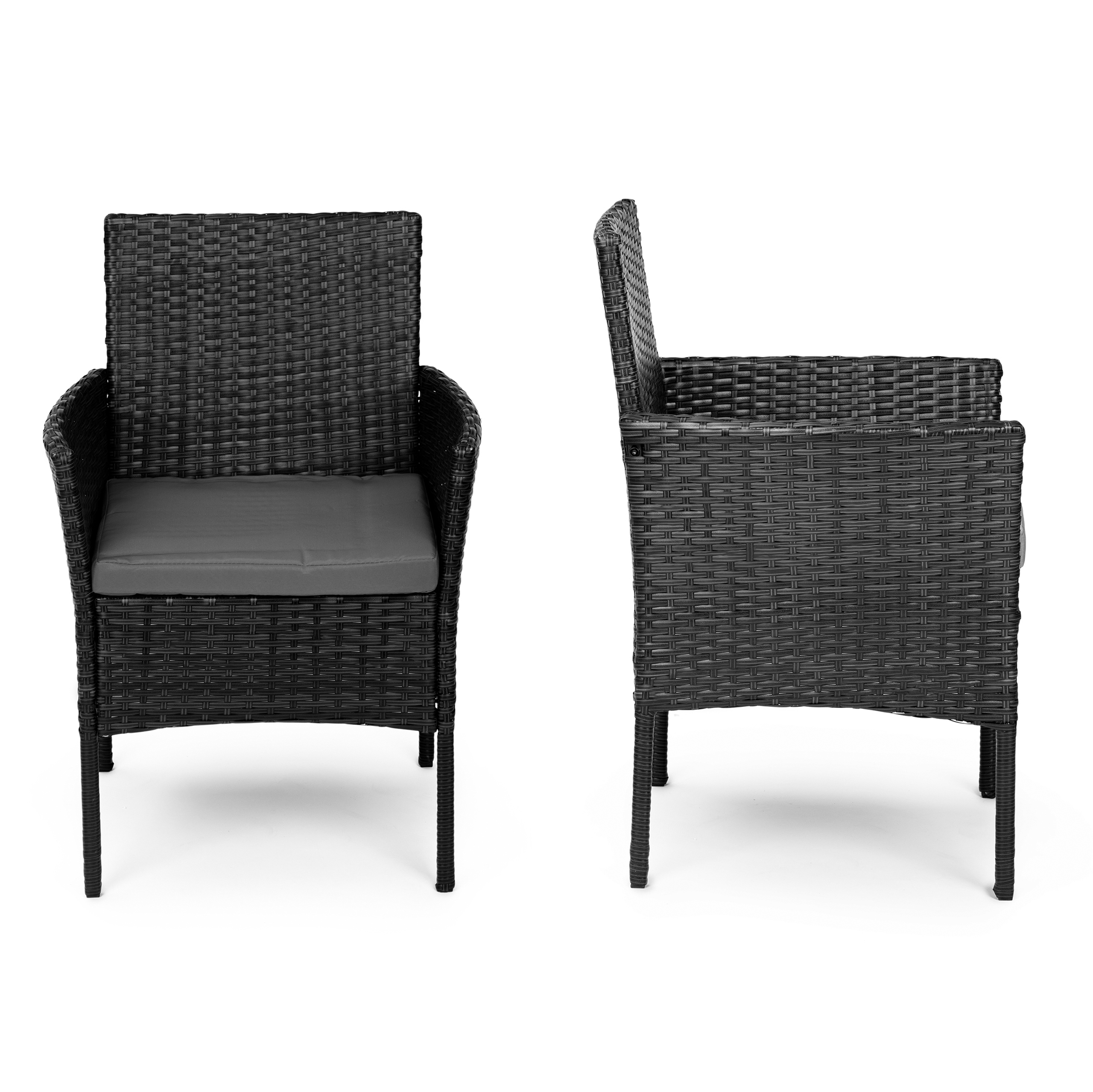 Hagemøbler sett bord med 2 stoler og benk rotting Svart - Bilde 3