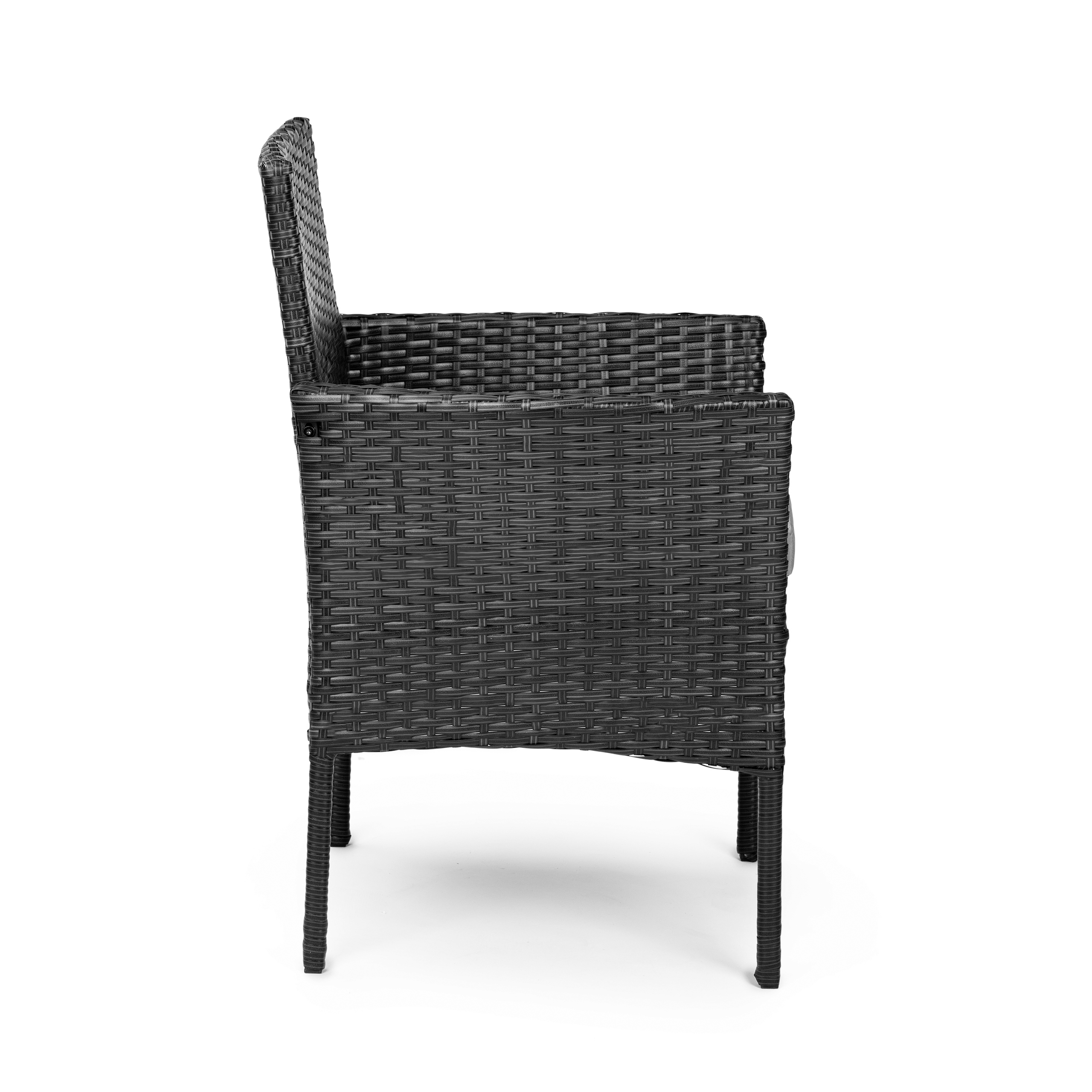 Hagemøbler sett bord med 2 stoler og benk rotting Svart - Bilde 6