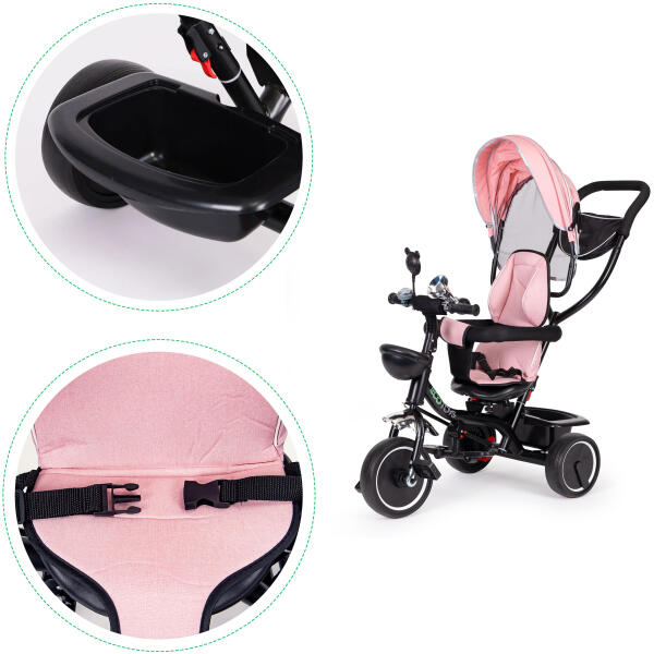 Trehjulssykkel med roterbart sete kalesje ECOTOYS Rosa - Bilde 6