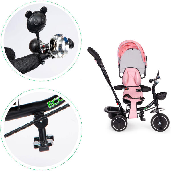 Trehjulssykkel med roterbart sete kalesje ECOTOYS Rosa - Bilde 7