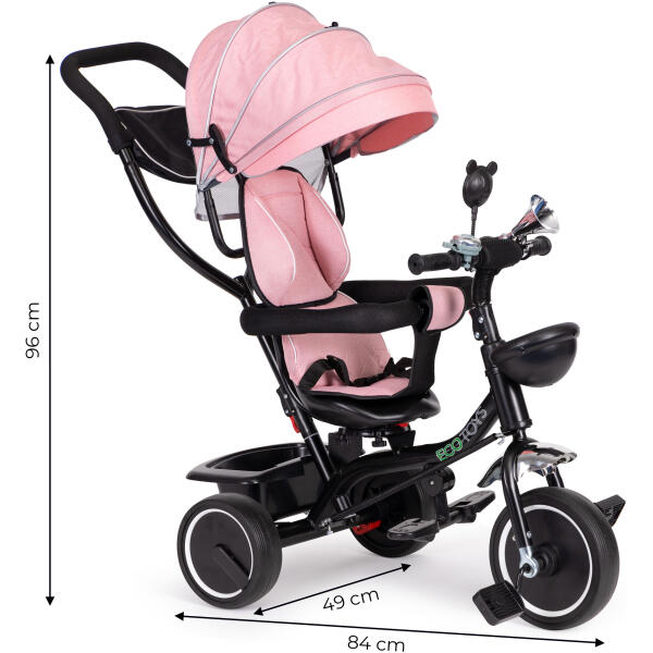 Trehjulssykkel med roterbart sete kalesje ECOTOYS Rosa - Bilde 8
