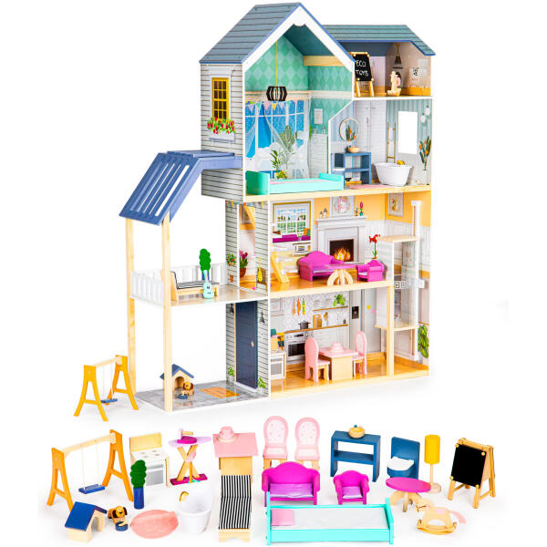 Stor dukkehus i tre 138 cm Residence Maya 28 deler ECOTOYS