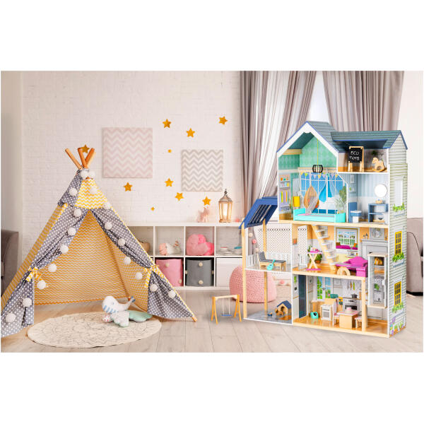 Stor dukkehus i tre 138 cm Residence Maya 28 deler ECOTOYS - Bilde 2