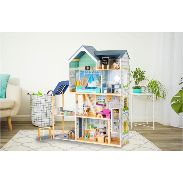 Stor dukkehus i tre 138 cm Residence Maya 28 deler ECOTOYS - Bilde 3