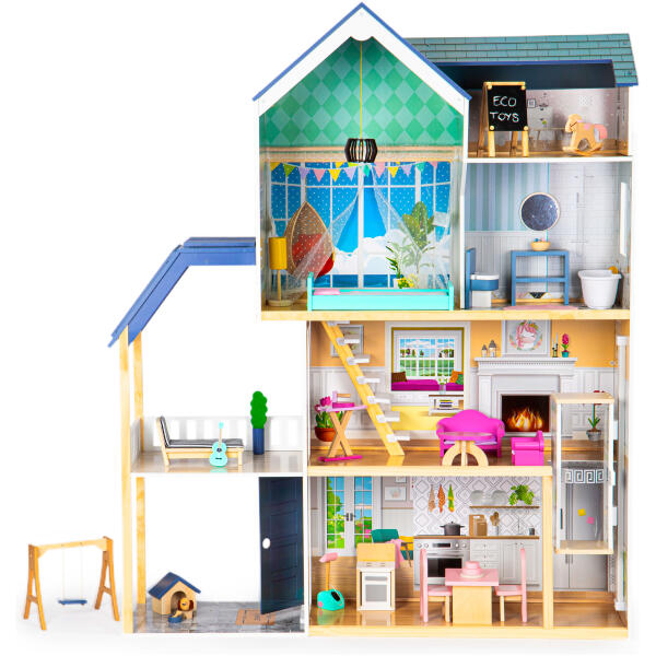 Stor dukkehus i tre 138 cm Residence Maya 28 deler ECOTOYS - Bilde 4