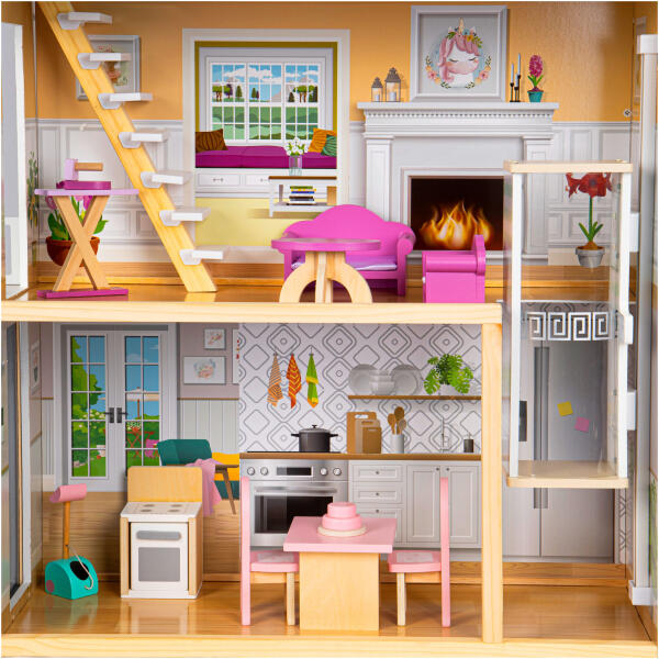 Stor dukkehus i tre 138 cm Residence Maya 28 deler ECOTOYS - Bilde 6