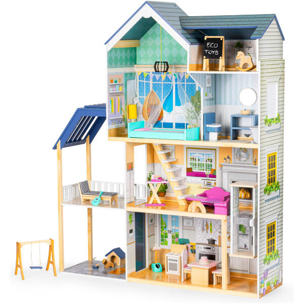 Stor dukkehus i tre 138 cm Residence Maya 28 deler ECOTOYS - Bilde 8