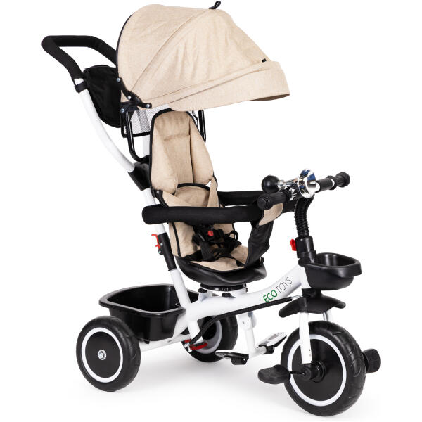 Trehjulssykkel barnevogn 360 roterbar ECOTOYS Beige - Bilde 2