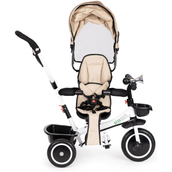 Trehjulssykkel barnevogn 360 roterbar ECOTOYS Beige - Bilde 3