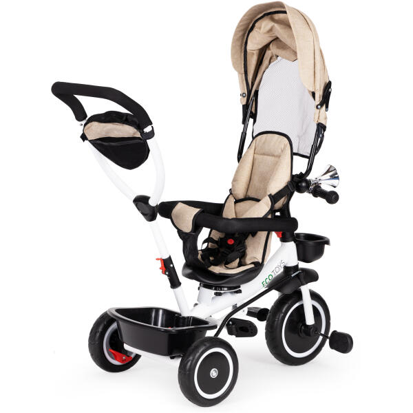 Trehjulssykkel barnevogn 360 roterbar ECOTOYS Beige - Bilde 4