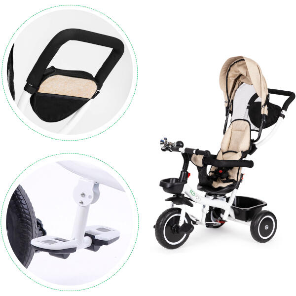 Trehjulssykkel barnevogn 360 roterbar ECOTOYS Beige - Bilde 5