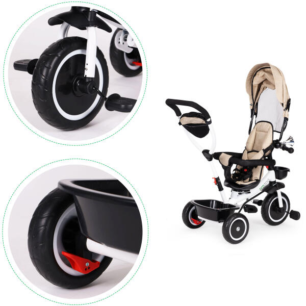 Trehjulssykkel barnevogn 360 roterbar ECOTOYS Beige - Bilde 7