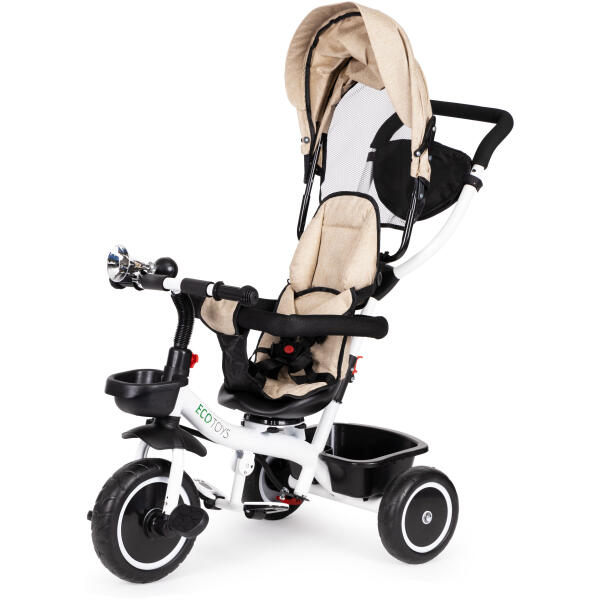 Trehjulssykkel barnevogn 360 roterbar ECOTOYS Beige - Bilde 9