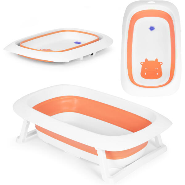 Sammenleggbar badekar for barn med avløp 81 cm ECOTOYS Oransje