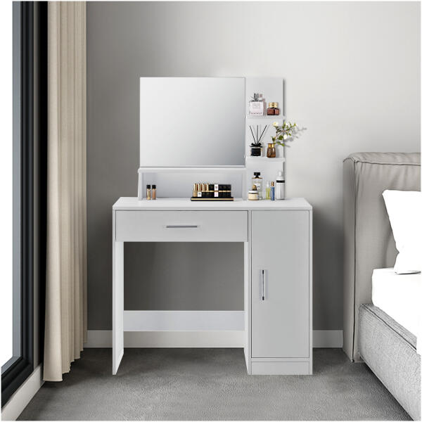 Moderne kosmetikkbord med speil ModernHome Hvit - Bilde 4