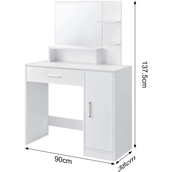 Moderne kosmetikkbord med speil ModernHome Hvit - Bilde 6