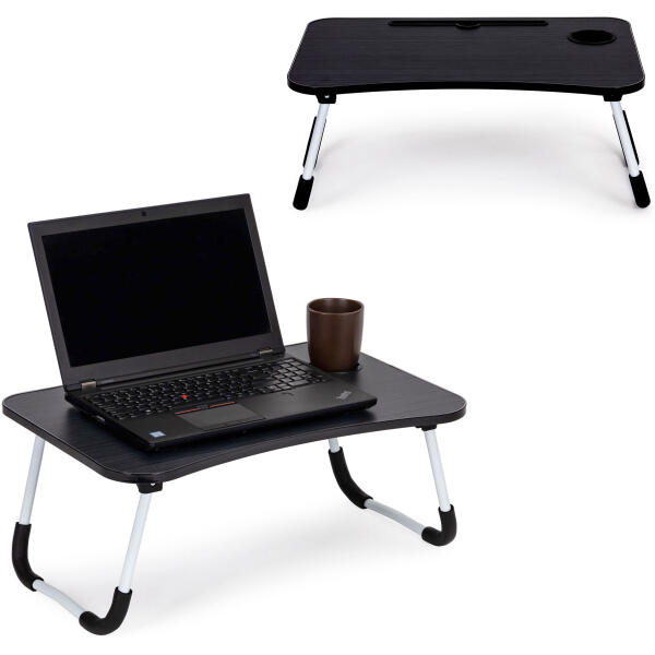 Laptopbord til seng 60x40 cm Svart