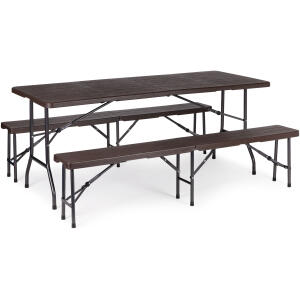 Catering sett bankettbord 180 cm med 2 benker ModernHome Brun