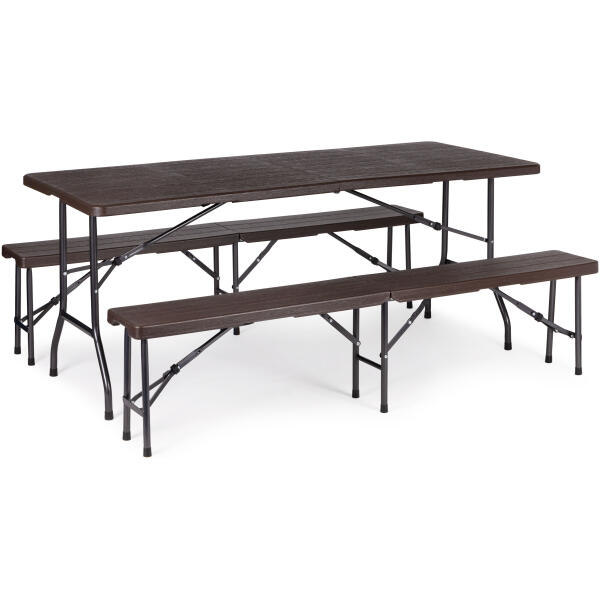 Catering sett bankettbord 180 cm med 2 benker ModernHome Brun