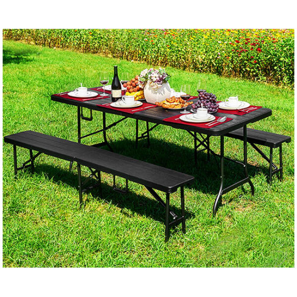 Catering sett bankettbord 180 cm med 2 benker ModernHome Brun - Bilde 9