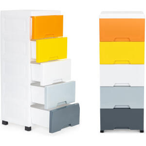 Reol med 5 uttrekkbare skuffer ben med hjul ModernHome