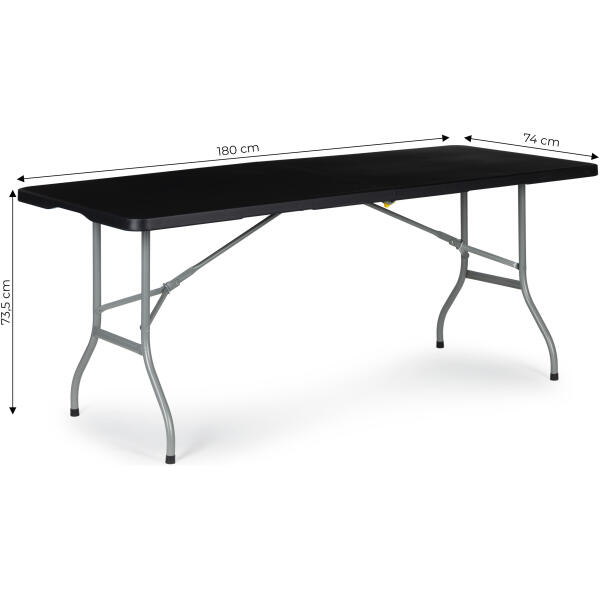 Sammenleggbart hagebord cateringsbord bankettbordt 180 cm Svart - Bilde 7
