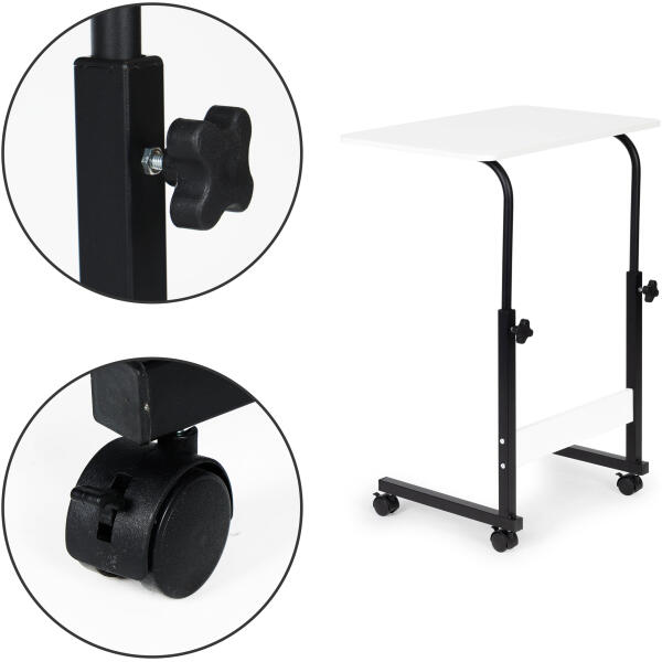 Laptopbord med hjul skrivebord ved siden av lenestol sofa ModernHome Hvit - Bilde 6