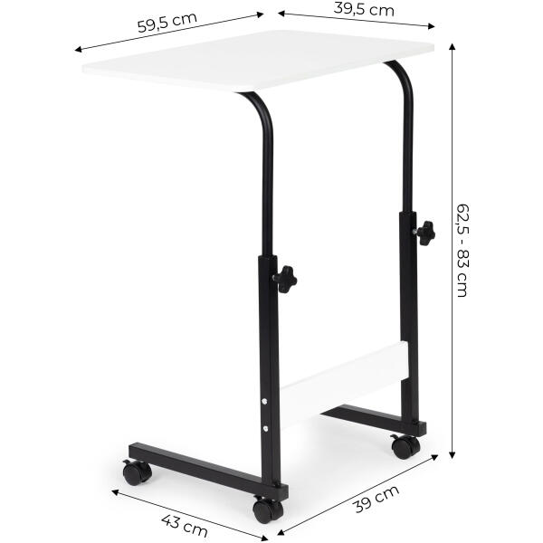 Laptopbord med hjul skrivebord ved siden av lenestol sofa ModernHome Hvit - Bilde 9