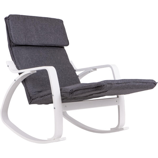 Regulerbar gyngestol med fotskammel hvit ramme ModernHome Hvit - Bilde 2