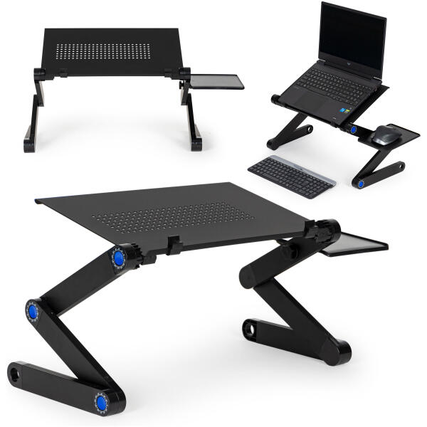 Sammenleggbar justerbare aluminiumsstativ for laptop med to plater