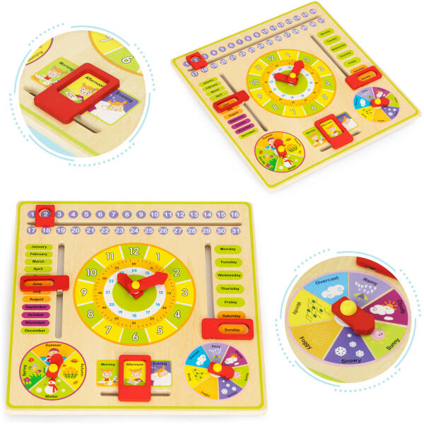 Trebord utdanning manipulativ kalender klokke ECOTOYS
