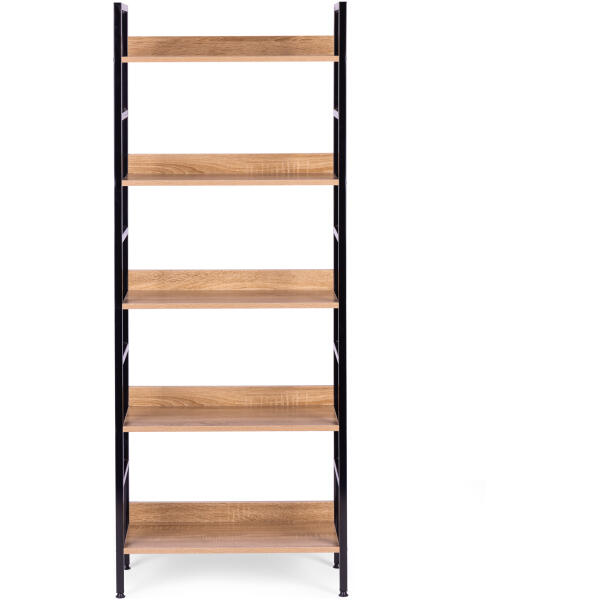 Reol loft høyt 5 hyller metall MDF ModernHome Svart - Bilde 2