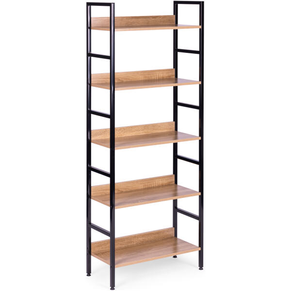 Reol loft høyt 5 hyller metall MDF ModernHome Svart - Bilde 3