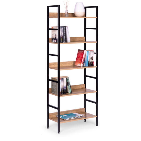 Reol loft høyt 5 hyller metall MDF ModernHome Svart - Bilde 4