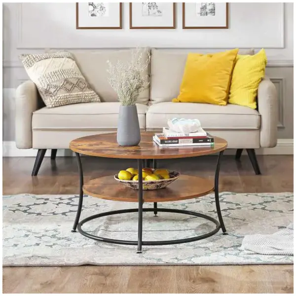 Rundt salongbord med hylle industriell ModernHome - Bilde 2