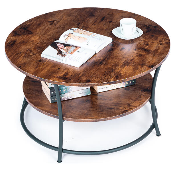 Rundt salongbord med hylle industriell ModernHome - Bilde 4